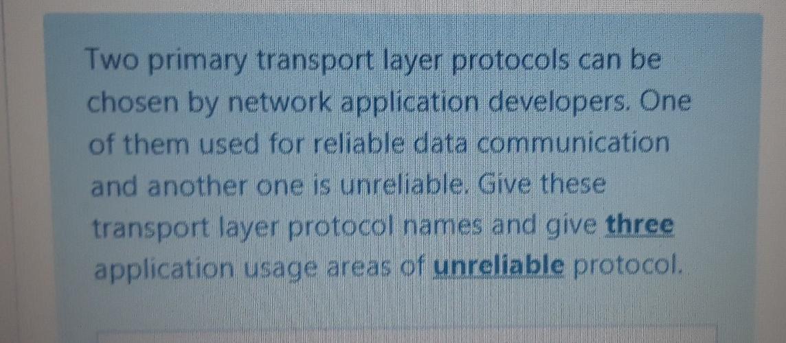  Course name : Computer Network. Please try to give answer from