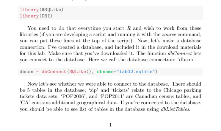  Using Programming Language R. How to solve this? library (RSQLite) library