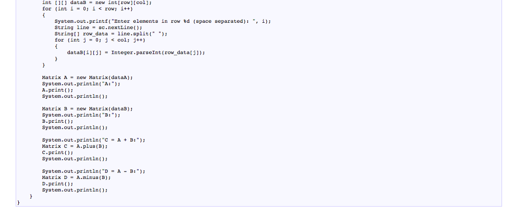 a two-dimensional array of // type integer for the matrix elements. protected