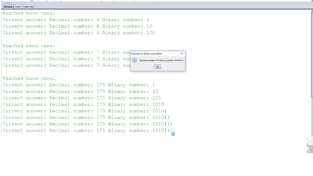 decimal #s (1 per line) DecConvertToBinary class will have 1 class variable