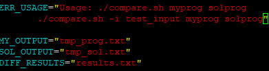 Please help to implement the functions To do functions: ERR_USAGE="Usage: -/ compare.sh