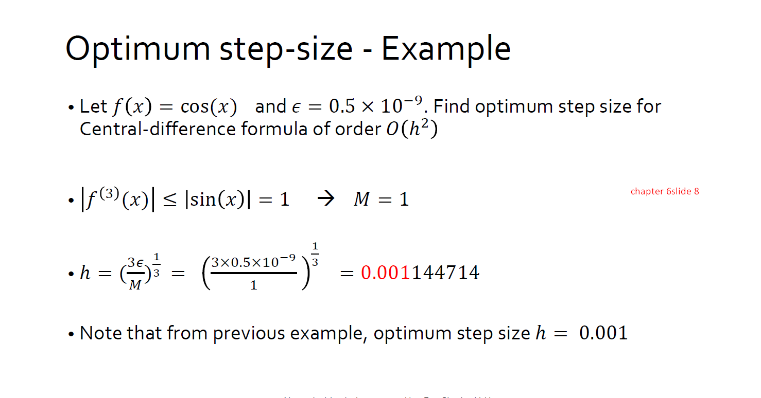 Table 6.2 and to find optimum step size from the table (minimum