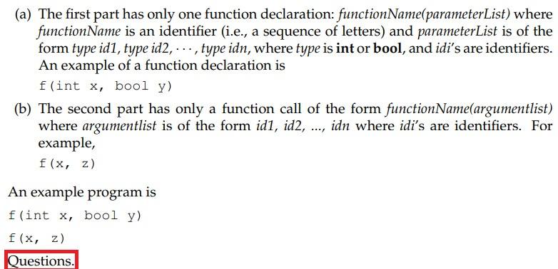 x, bool y) f(x) Explain how the semantic rule of The number