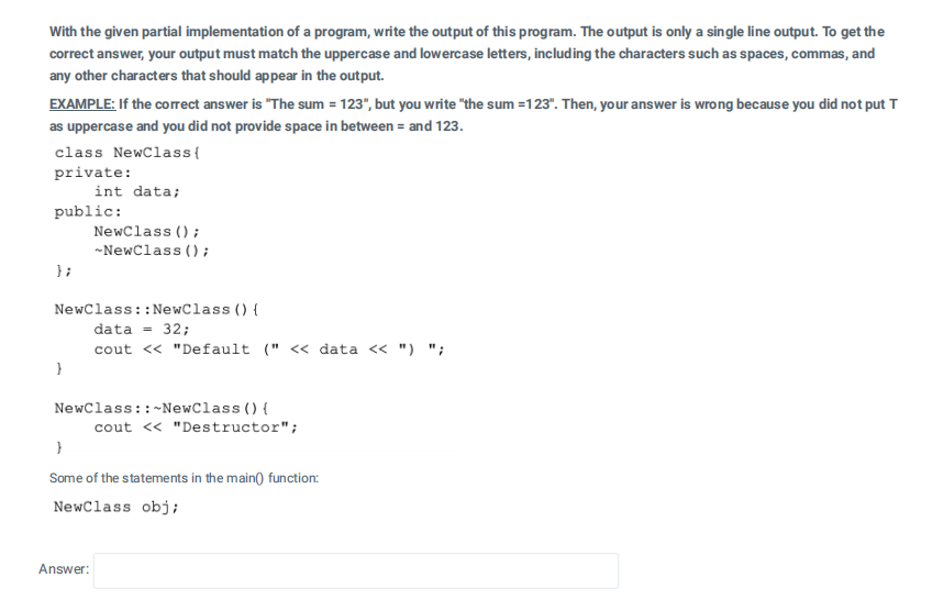  SUBJECT: PROGRAMMING LANGUAGE: C++ (FIND THE OUTPUT) *THE INFORMATION IS EDITED.