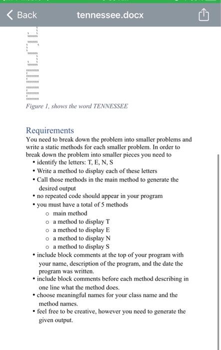 down a problem into smaller problems, writing static methods for each smaller