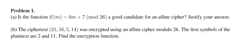  Problem 1. (a) Is the function E(m) = 6m + 7