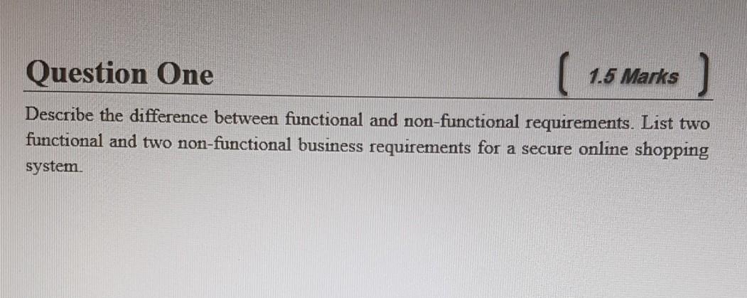 write own words avoid coping Question One 1.5 Marks ) Describe the