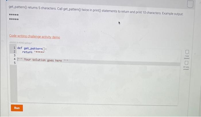 how to solve this one please? get.pattern0 returns 5 characters. Call get
