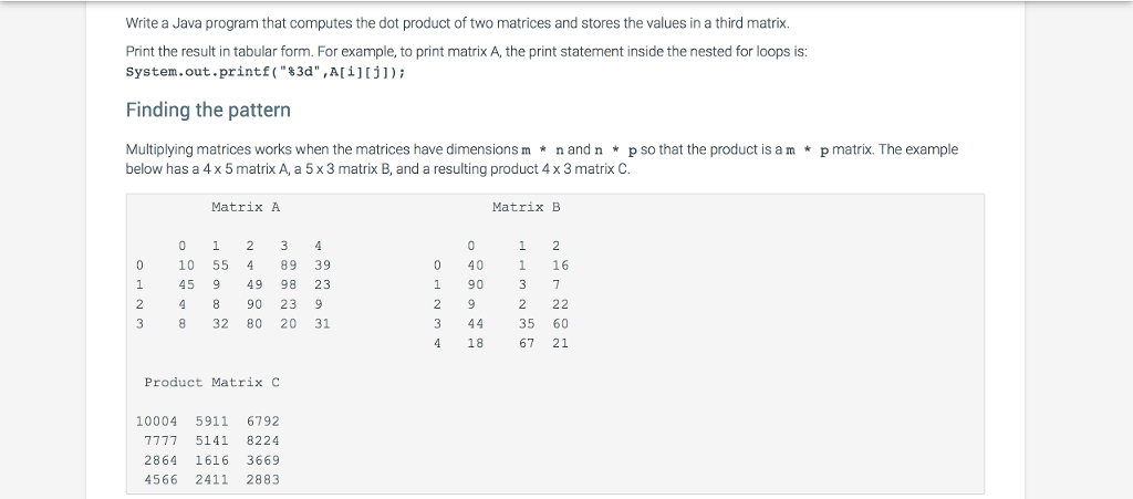 Program written in Java. Write a Java program that computes the dot
