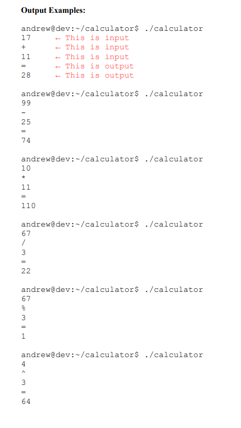 Write a calculator program in assembly. It should handle the following functions: