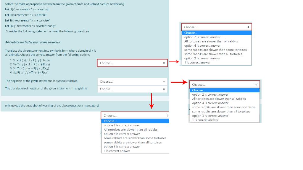 select the most appropriate answer from the given choices and upload