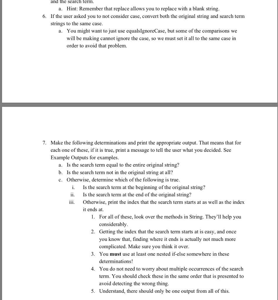 assignment you will write a program that will accept a string and