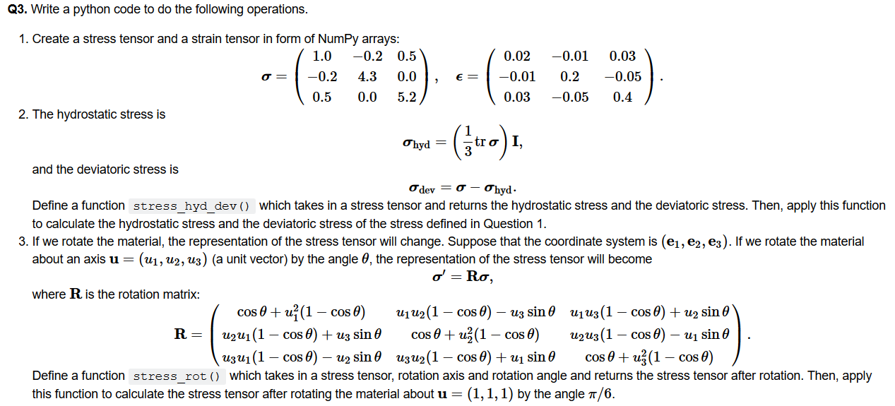  Q3. Write a python code to do the following operations. 0.02