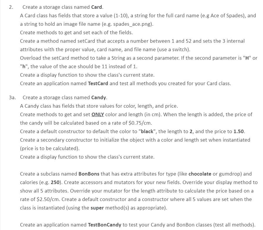  Hi could you solve these using Java? 2. Create a storage