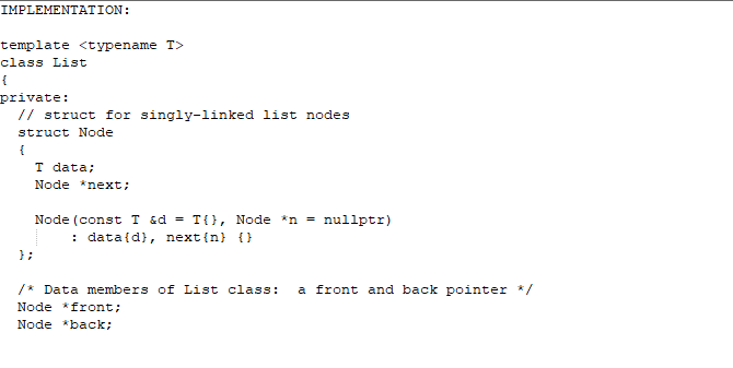 the given requirements: Given implementation of Linked list that can be helpful