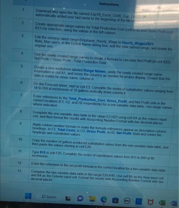  Instructions automatically added the file named Exp19 Excel Cho6 Cap D.