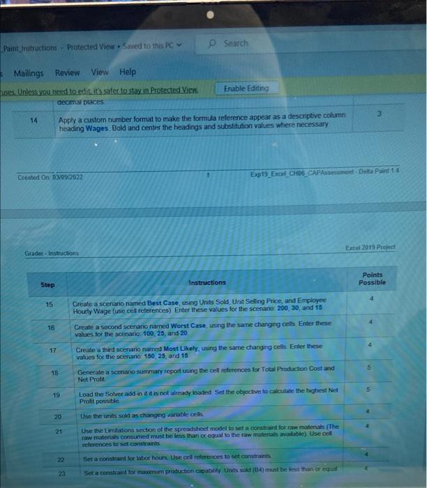 D. Create appropriale range names for Tolal Production Cost (cell BAB) and