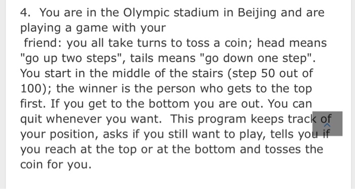  Java program 4. You are in the Olympic stadium in Beijing