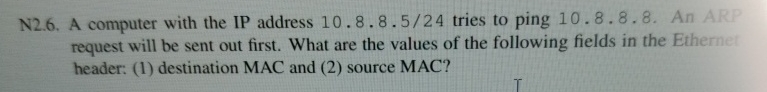  N2.6. A computer with the IP address 10.8.8.524 tries to ping