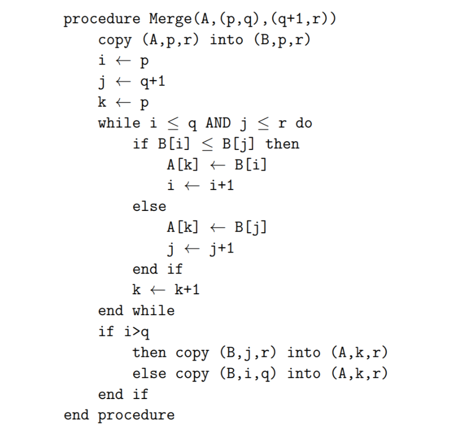 mergesort algorithm as described in part a Consider the following "merge sort"