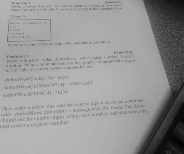  Write a script that ask the user to input an integer