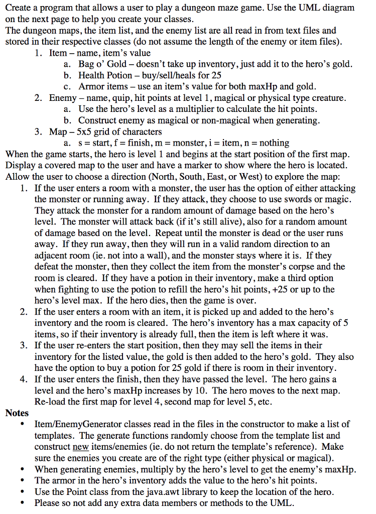  Create a program that allows a user to play a dungeon