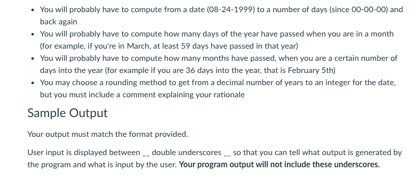 statements and methods that return values. Instructions Your program will prompt the