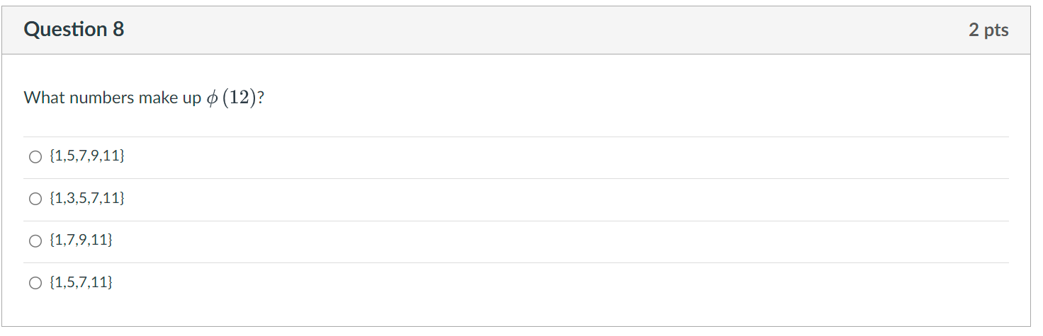  Question 8 What numbers make up (12)? 