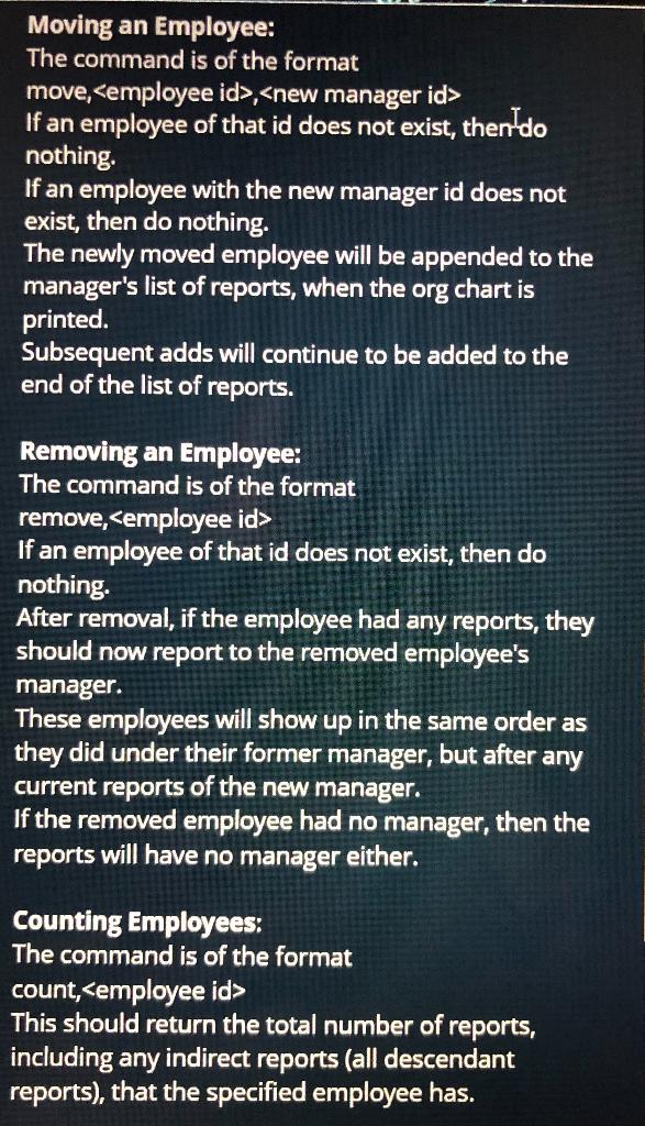 should allow us to: 1. Add employees 2. Generate the Org Chart