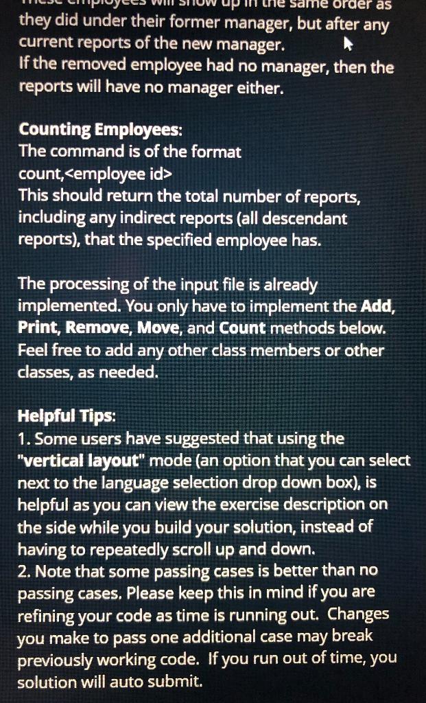 in a specific format (explained further below). 3. Remove employees 4. Move