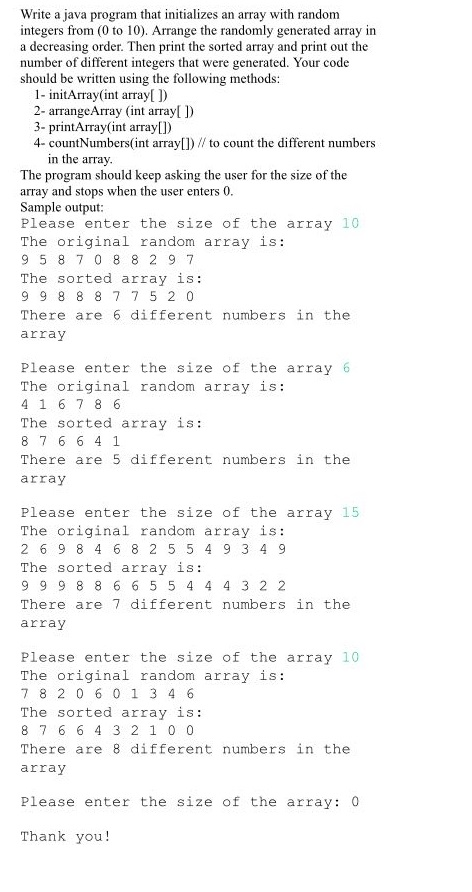  Write a java program that initializes an array with random integers