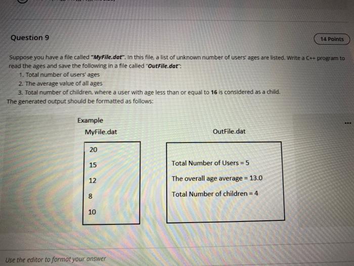 can you solve it for me plz in c++ program Question 9