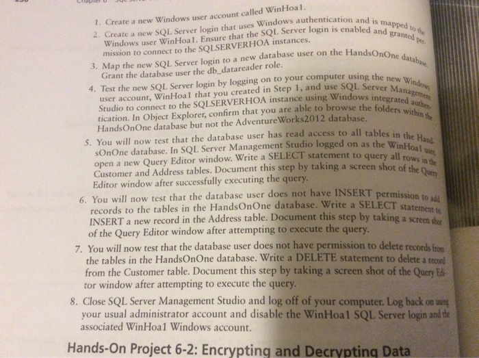  Create a new Windows user account called WinHoal. Create a new
