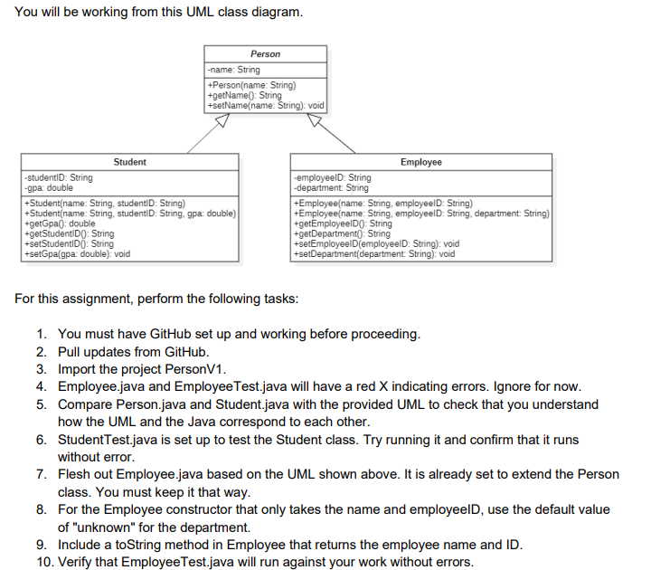 Need help with this Java Assignment You will be working from this