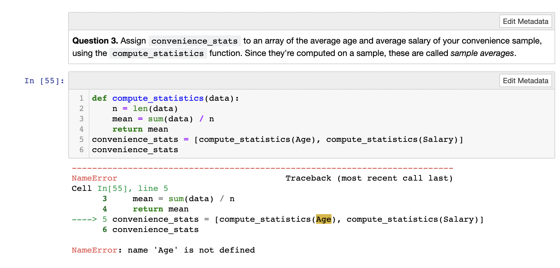 based on the top data table, thank you! Question 2. Assign convenience_sample