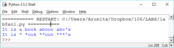 a. Define a function replace_abc(str1, char1) that takes a string str1 and