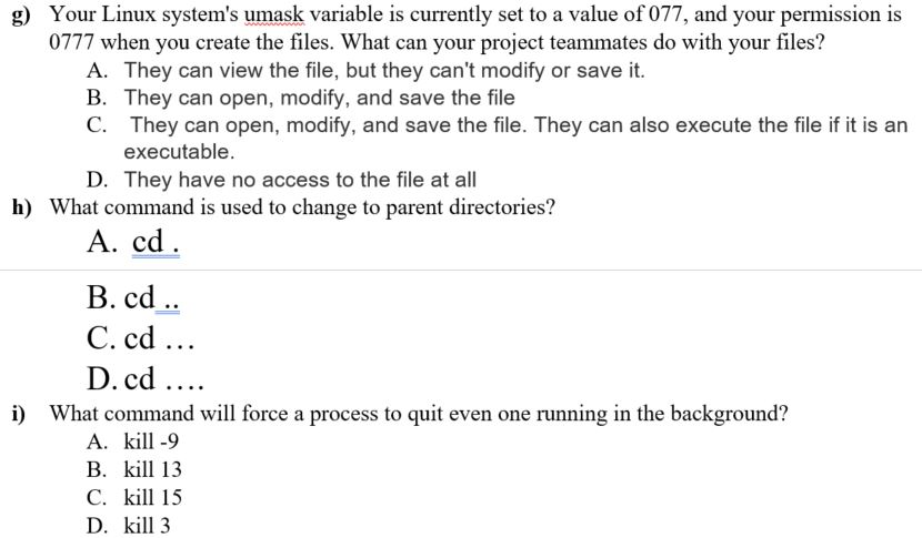 Linux and operating systems questions Your Linux system's umask variable is currently