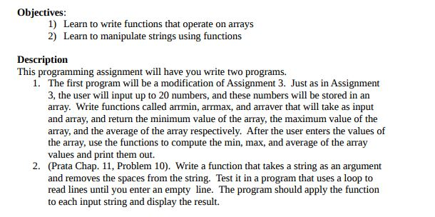 Program must be in C (simple coding as possible) Objectives 1) Learn