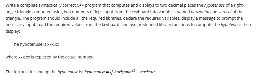  Write a complete syntactically correct C++ program that computes and displays