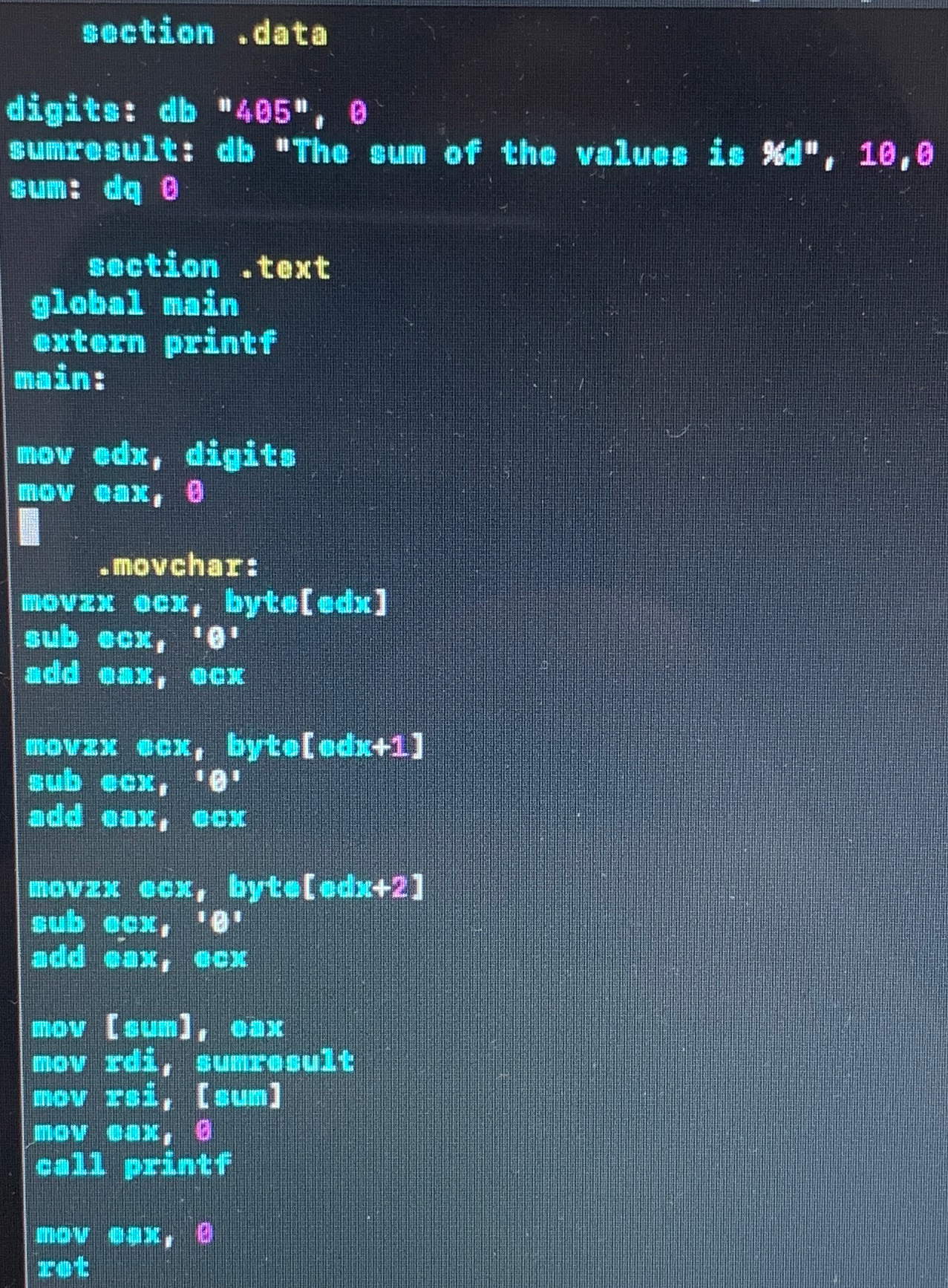  How do i print the digits variable without messing up the