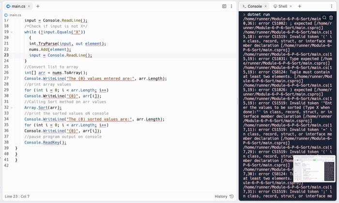 user and when the user has completed the submission of the values