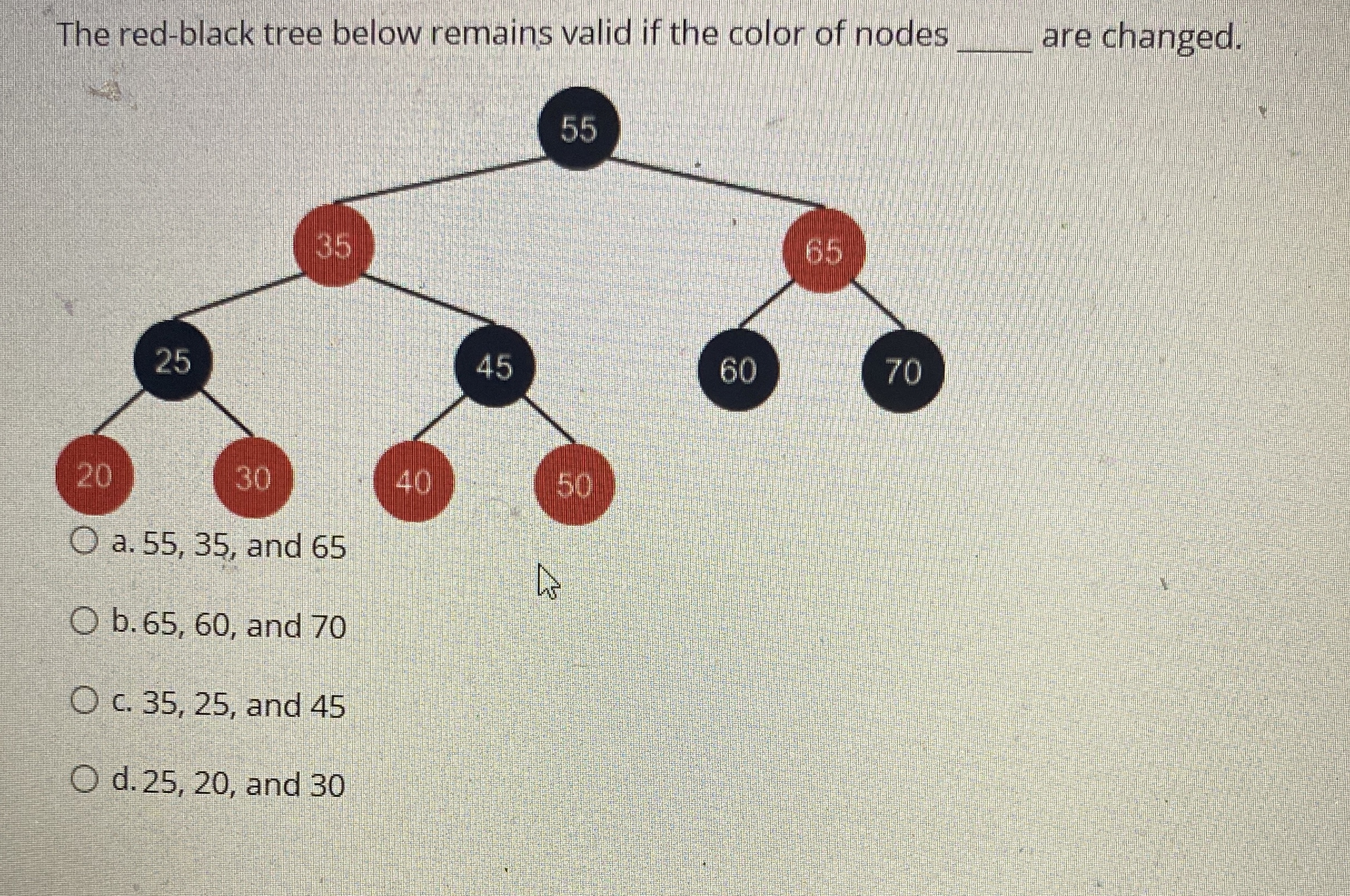  The red-black tree below remains valid if the color of nodes