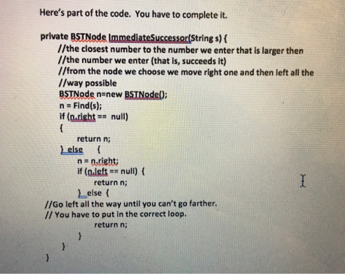 Find Parent in a Binary Search Tree Here is a part of