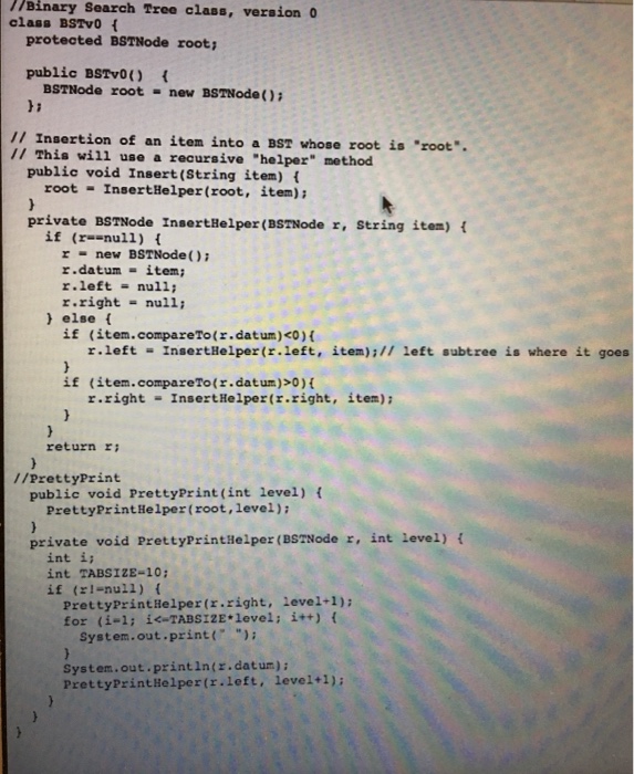a recursive method for the 8ST class. It includes the method itself