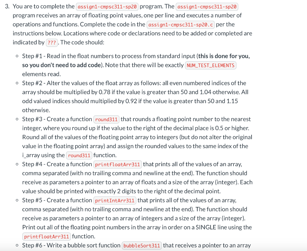 Please help with this C programing And this is staring code: int