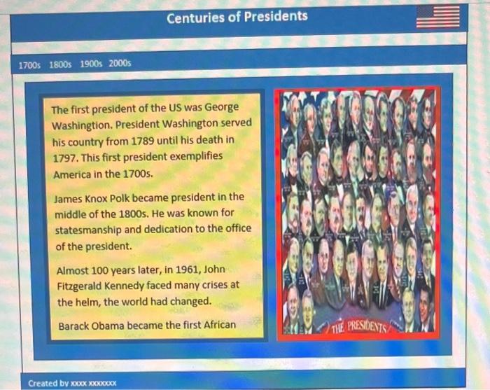 are sized and presented appropriately - colours are chosen to represent the