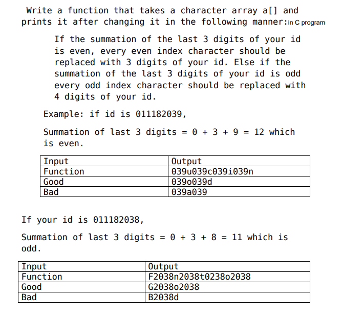  Write a function that takes a character array a[] and prints