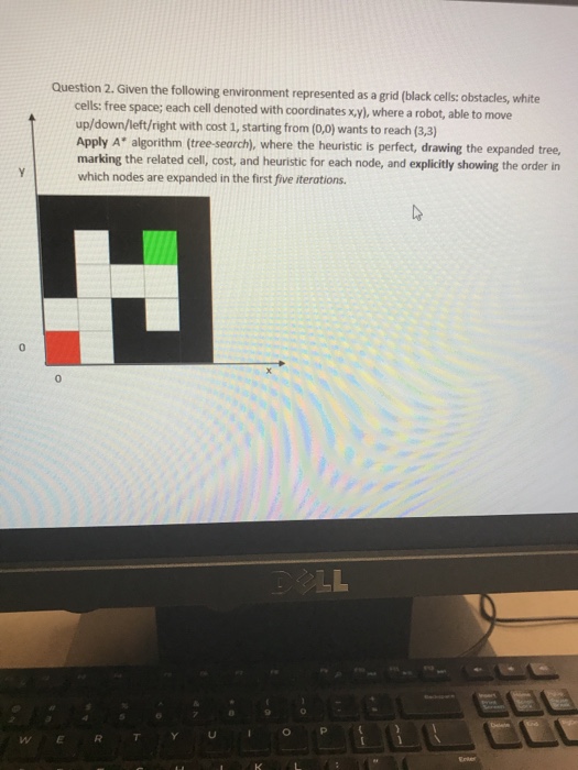  Question 2. Given the following environment represented as a grid (black