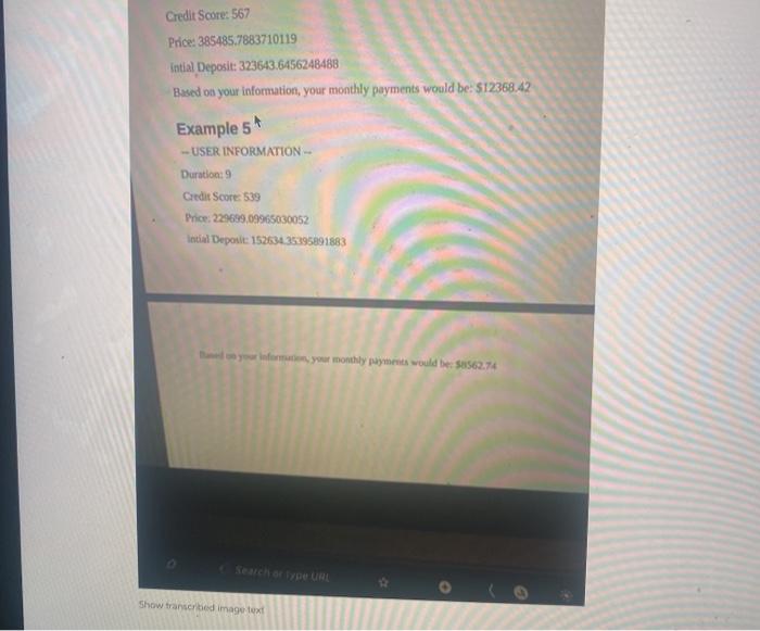 ask the user to enter the price of the car, the customer's