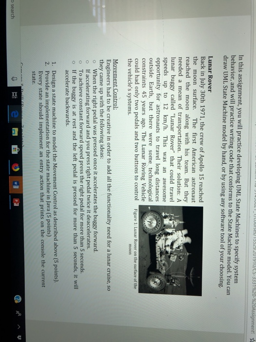 In this assignment, you will practice developing UML. State Machines to